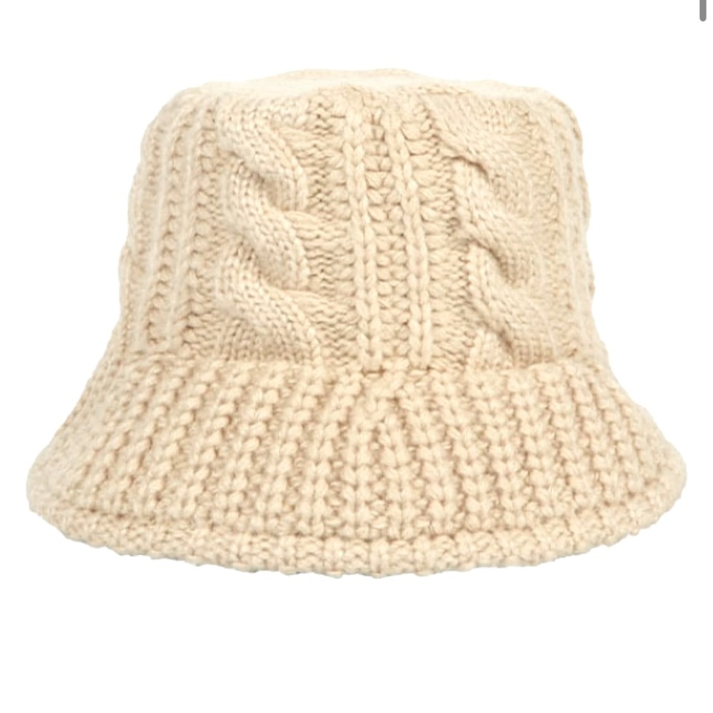 New  Womens Bucket Hat Solid Color Foldable Floppy Knit Bucket  Wide Brim Cable